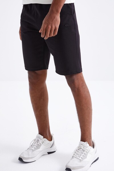 TOMMY LIFE Black Lace-Up Standard Fit Basic Men's Shorts - 81212