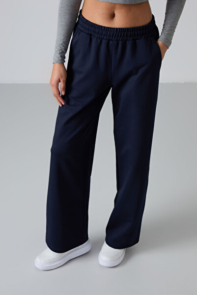 TOMMY LIFE Indigo ψηλόμεση τσέπη Άνετη φόρμα με φαρδύ πόδι γυναικεία φούτερ κάτω - 94567