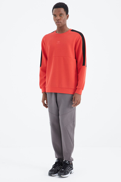 TOMMY LIFE Dark Gray Lace-up Stripe Detailed Comfortable Fit Men's Tracksuit Bottom - 82100