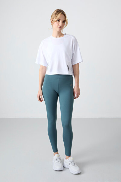 TOMMY LIFE بنطال ضيق للسيدات ذو قصة ضيقة وخصر عالي باللون الأخضر الغابة - 94011