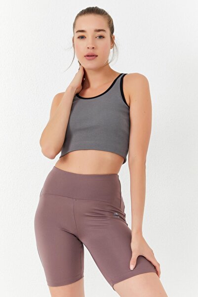 TOMMY LIFE Çağla Basic Zero Sleeve Skinny Fit U Collar Women's Crop Top Undershirt - 97162