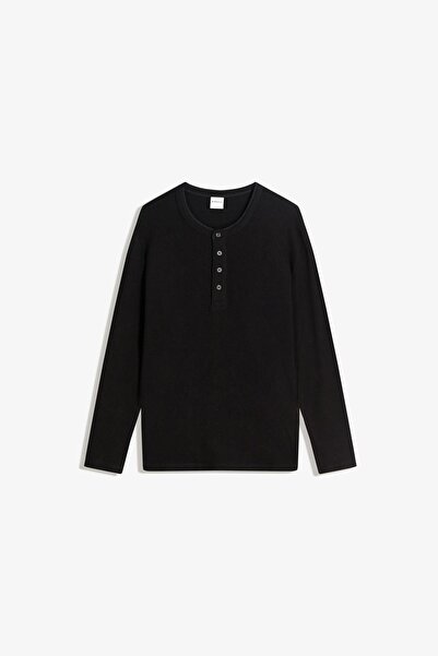 Bershka Long-sleeve slim-fit Henley collar T-shirt