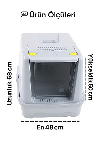PlastArt Sallanır Kapaklı, Kapalı Kedi Tuvaleti | Kürek Hediyeli!