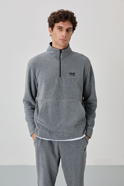 AIR JONES Carol Gray Melange Fleece Men's Tracksuit - 85226