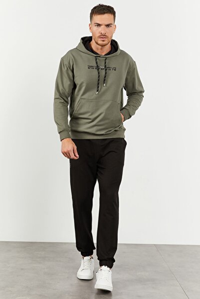 TOMMY LIFE Black HoodEd mEn's OvErsizE Tracksuit SEt - Kangaroo PockEt Elastic, 85117