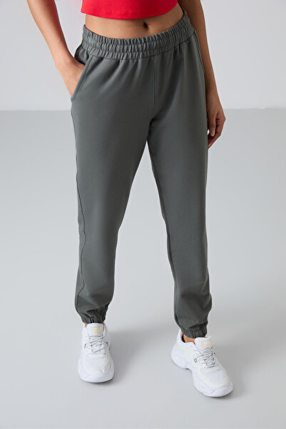 TOMMY LIFE Çağla με τσέπες ψηλόμεσο άνετο γυναικείο πάτο φόρμας από καουτσούκ - 94583