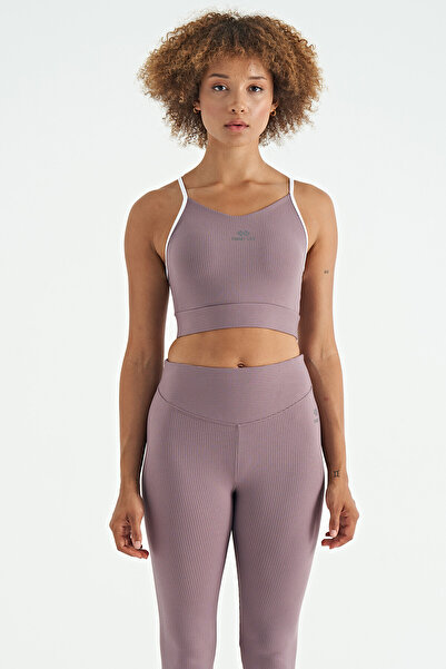 TOMMY LIFE Gül Kurusu Sırt Çapraz Detaylı Logo Baskılı Dar Kalıp Fitilli Kadı...