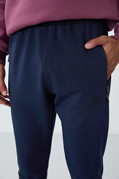 TOMMY LIFE Ανδρικό παντελόνι Jogger Indigo με φερμουάρ και τσέπες, Standard Fit - 84651