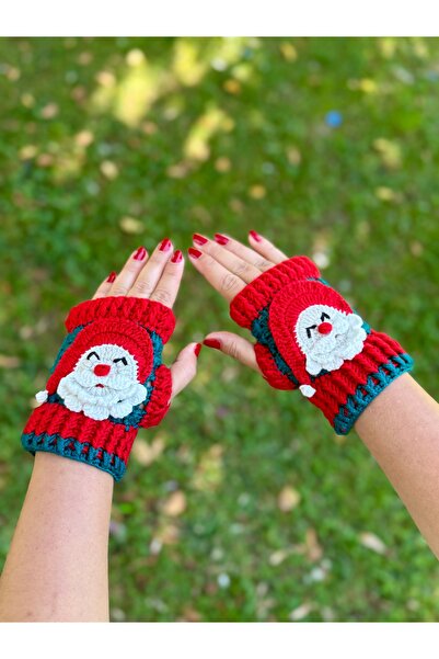 Bunibag Yılbaşı Noel Babalı Örgü Parmaksız Eldiven