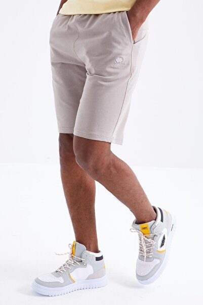 TOMMY LIFE Dark Beige Lace-Up Standard Fit Basic Men's Shorts - 81212