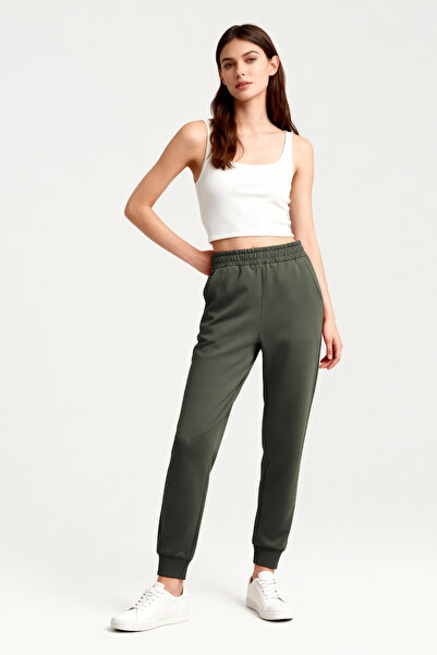 TOMMY LIFE Χακί ψηλόμεσο Jogger Comfortable Form Γυναικεία αθλητική φόρμα με ...