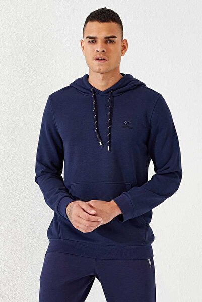 TOMMY LIFE Ανδρικό φούτερ Indigo Kangaroo Pocket Standard Fit Hooded - 87872