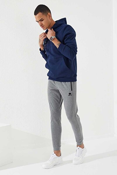 TOMMY LIFE Ανδρικό φούτερ με κουκούλα Indigo Embroidered Kangaroo Pocket Standard Fit - 87839