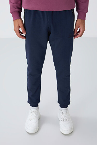 TOMMY LIFE Ανδρικό παντελόνι Jogger Indigo με φερμουάρ και τσέπες, Standard Fit - 84651