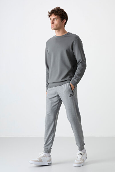 TOMMY LIFE Ανδρικά παντελόνια JoggEr - Grey MElangE, ZippEr PockEt, Standard Fit - 84587