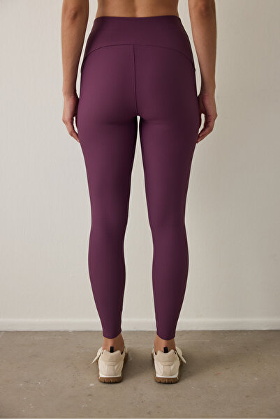 Penti Purple Cut-Out Detailed Ribbed High Waist Recovery Leggings