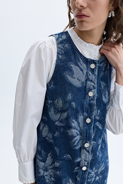 Mudo NAKIŞLI MİNİ JEAN ELBİSE