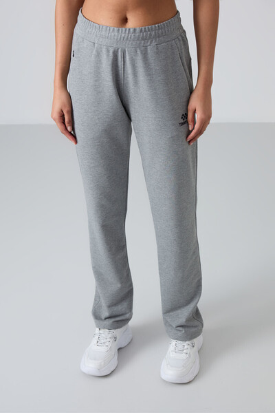 TOMMY LIFE Γκρι μελανζέ κρυφή τσέπη με φερμουάρ Άνετη φόρμα Classic Leg γυναικεία φόρμα κάτω - 94148