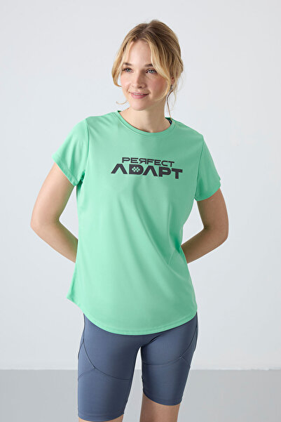 TOMMY LIFE Γυναικείο T-shirt σε απαλό πράσινο, Αερόβιο, Υφασμάτινο, Λεπτό, Ευέλικτο, Κανονική εφαρμογή, Απόδοσης - 97283