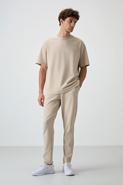 AIR JONES Beige Thick Soft Oversize Fit Men's Tracksuit Suit 85252