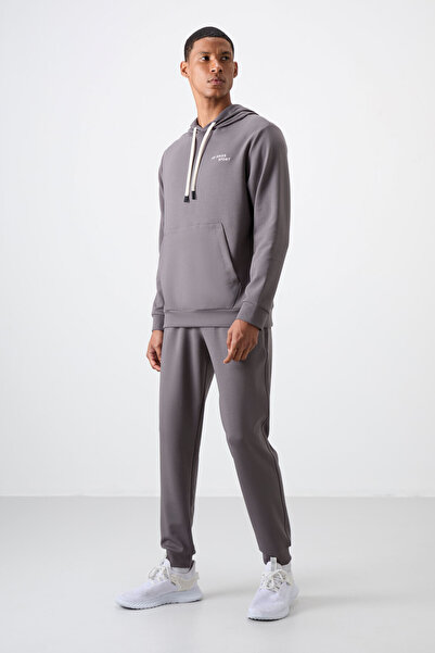 AIR JONES Set de trening pentru bărbați, din bumbac, gri închis, cu textura m...