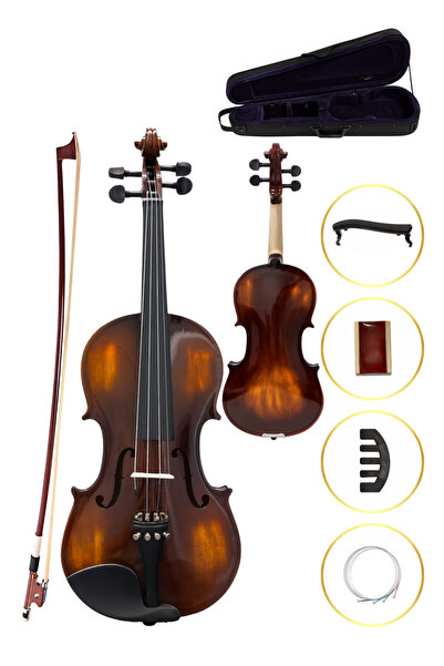 Oslo VP-4 Profesyonel Keman Seti 4/4 Parlak Masif Ağaç (Keman Yayı, Keman Yas...