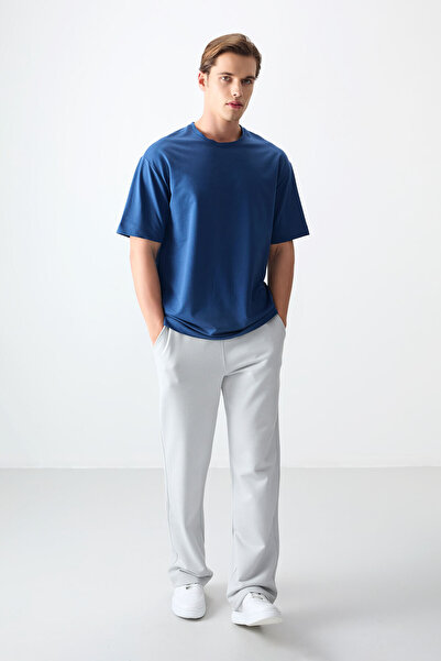 AIR JONES Ανδρικό μπλουζάκι από βαμβακερό πάχος, μαλακή υφή, Oversize Fit Basic - 88377