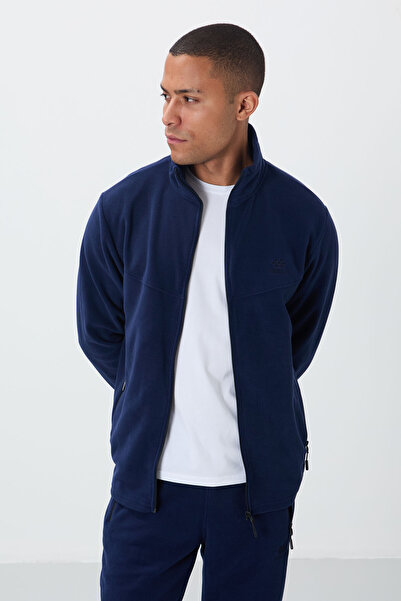 TOMMY LIFE Ανδρικές φόρμες Fleece Σετ Indigo - Stand γιακά, Τσέπη με φερμουάρ, Standard Fit - 85193