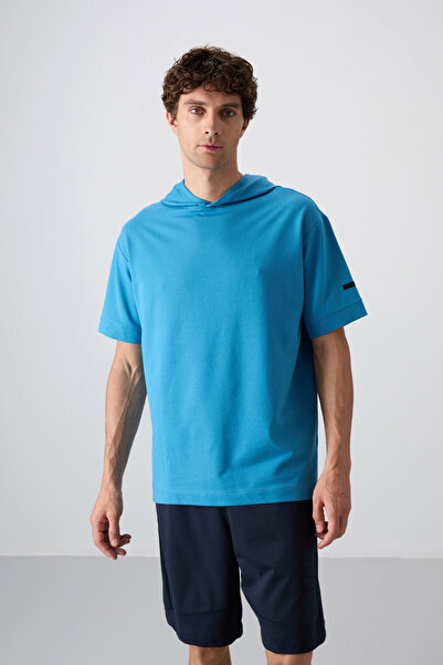 TOMMY LIFE Ανδρικό T-Shirt Petrol Blue Thick Soft oversize Fit 88352