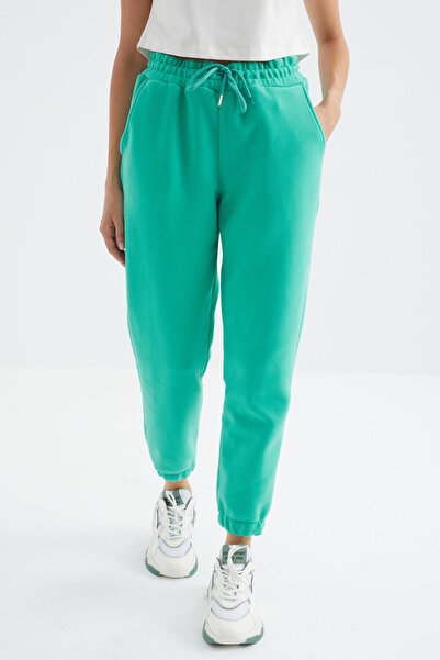 TOMMY LIFE Ψηλόμεσο Sea Green Lace-up Jogger Γυναικείο Φούτερ - 94622