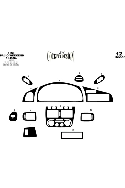 Marscockpitdesign فيات باليو ويكيند كونسول-توربيدو 1998-2002 12 قطعة