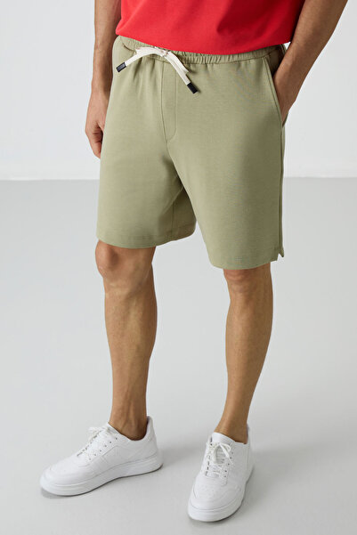 AIR JONES Açık Çağla Pamuklu Kalın Yumuşak Dokulu Comfort Fit Basic Erkek Şort - 81274