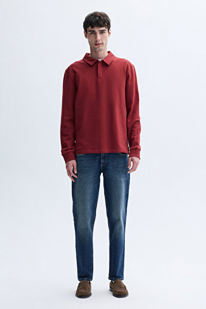 Mudo Loose Fit Buttoned Stand-Up Collar Sweatshirt