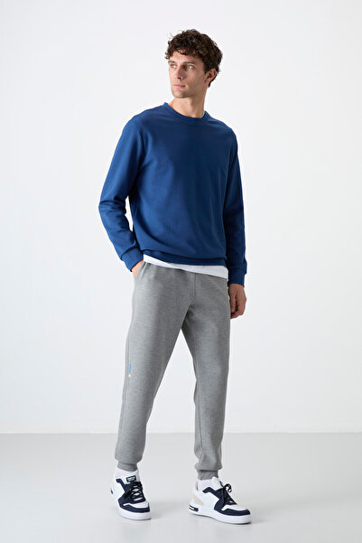 TOMMY LIFE Grey Melange Lace-up Narrow Leg Men's Tracksuit Bottom - 84999