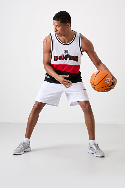 TOMMY LIFE Black Breathable Textured Thin Stretchy Standard Fit Men's Basketball Singlet - 88395