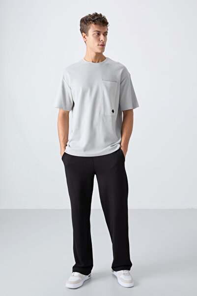 TOMMY LIFE Stone Cotton Thick Surface Textured Oversize Fit Basic Men's T-Shirt - 88341