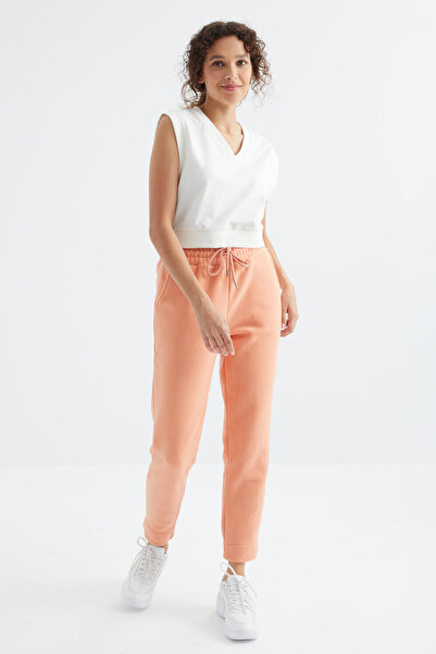 TOMMY LIFE Γυναικείο φλις φούτερ με ψηλόμεσο, άνετο σχήμα, φαρδύ πόδι και τσέπες - 94623