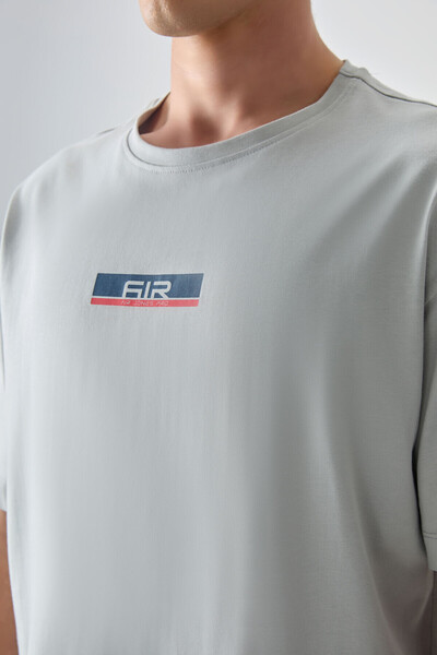 AIR JONES Πέτρα 100% βαμβακερό ανδρικό μπλουζάκι με μαλακή υφή Oversize Fit Printed - 88359