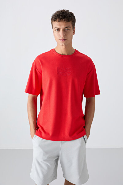 TOMMY LIFE Fiesta Cotton Thick Surface Textured Oversize Fit Printed Men's T-Shirt - 88336