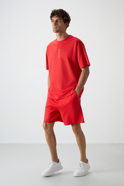 AIR JONES Ανδρικό μπλουζάκι με στάμπα Fiesta Cotton Thick Surface Texture Oversize Fit - 88368