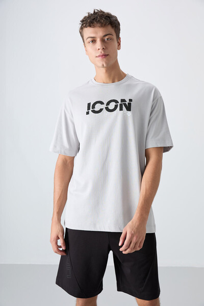 TOMMY LIFE Ανδρικό μπλουζάκι από πέτρινο βαμβακερό χοντρό μαλακό ανάγλυφο τυπωμένο μπλουζάκι - 88331