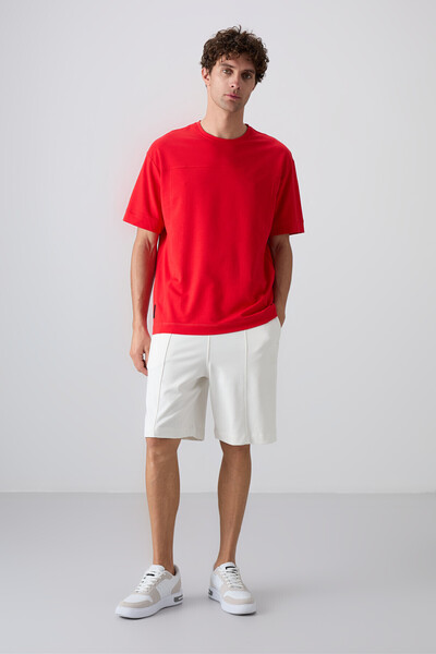 TOMMY LIFE Fiesta Cotton Thick Soft Textured Oversize Fit Basic Men's T-Shirt - 88349