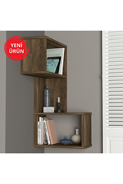 Dekorister Folk Duvar Rafı Ceviz