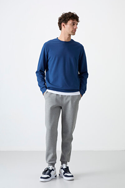 TOMMY LIFE Grey Melange Lace-up Narrow Leg Men's Tracksuit Bottom - 84999