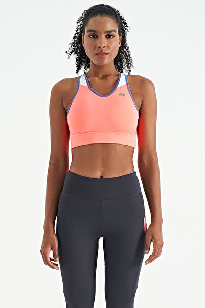 TOMMY LIFE Neon Pembe Renk Bloklu Sırt Baskı Detaylı Dar Kalıp Kadın Büstiyer...