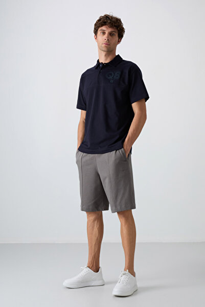 TOMMY LIFE Dark Gray Cotton Thick Soft Textured Comfort Fit Basic Men's Shorts - 81261