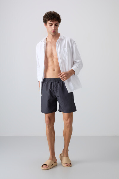 TOMMY LIFE Anthracite Quick Dry Standard Fit Men's Swim Shorts - 81237