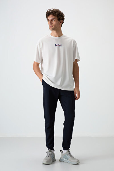 AIR JONES Ecru Cotton Thick Surface Textured Oversize Fit Printed Men's T-Shirt - 88367