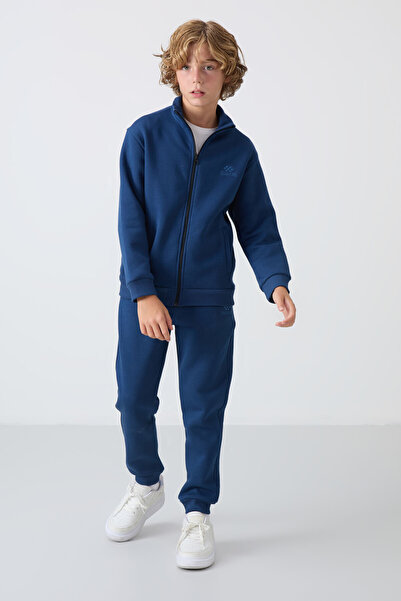 TOMMY LIFE Ανδρικό κοστούμι αθλητικής φόρμας με κέντημα από βαμβακερό χοντρό ύφασμα Standard Fit - 11256