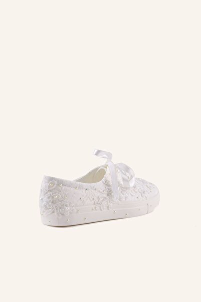 MARCATELLI Bej Saten 2.5 Cm Spor Gelin Ayakkabısı